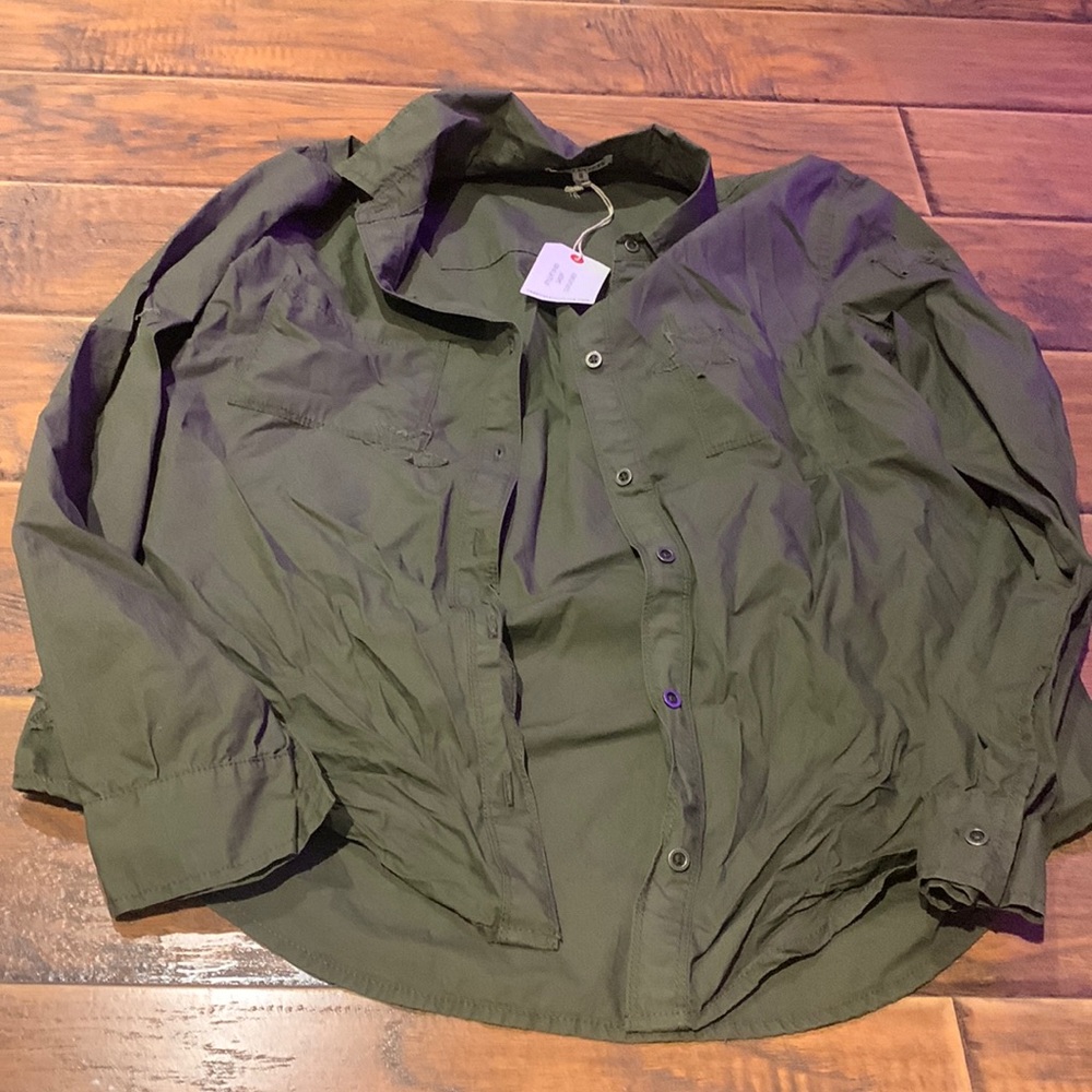 olive/army green button up long sleeve